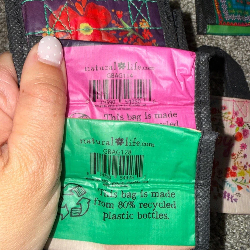 Natural Life Happy Bag Mini Totes Set of 5 Multicolor Excellent Recycled Boho